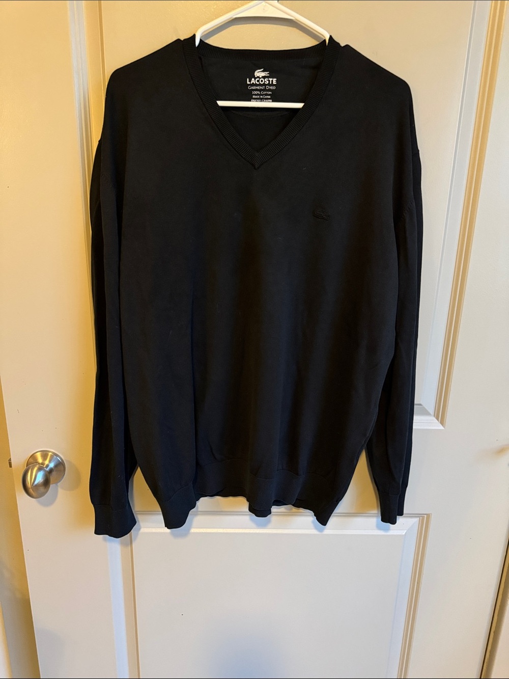 NWOTLacoste Men's Black V-Neck Knit Sweater